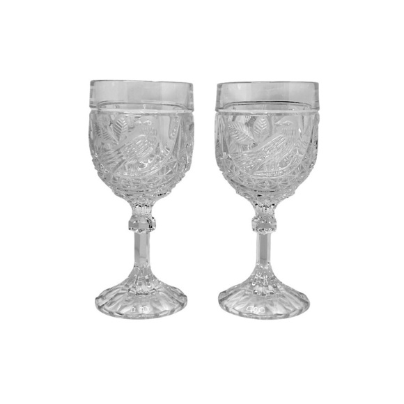 VINTAGE HOFBAUER Set of 2 Large goblets Byrdes collection 24% lead crystal - Picture 7 of 15